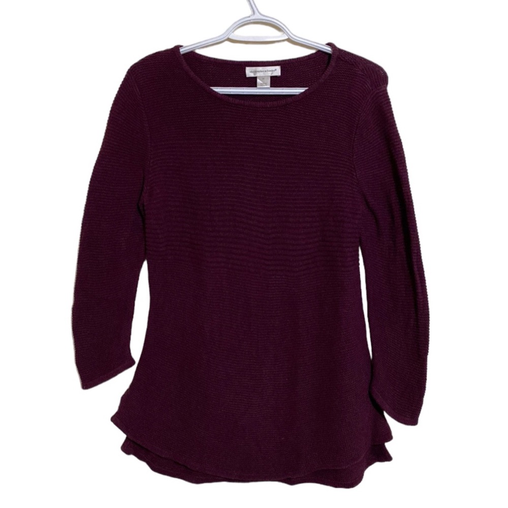 Christopher & Banks Burgundy Knitted Long Sleeve Top Women Size M
